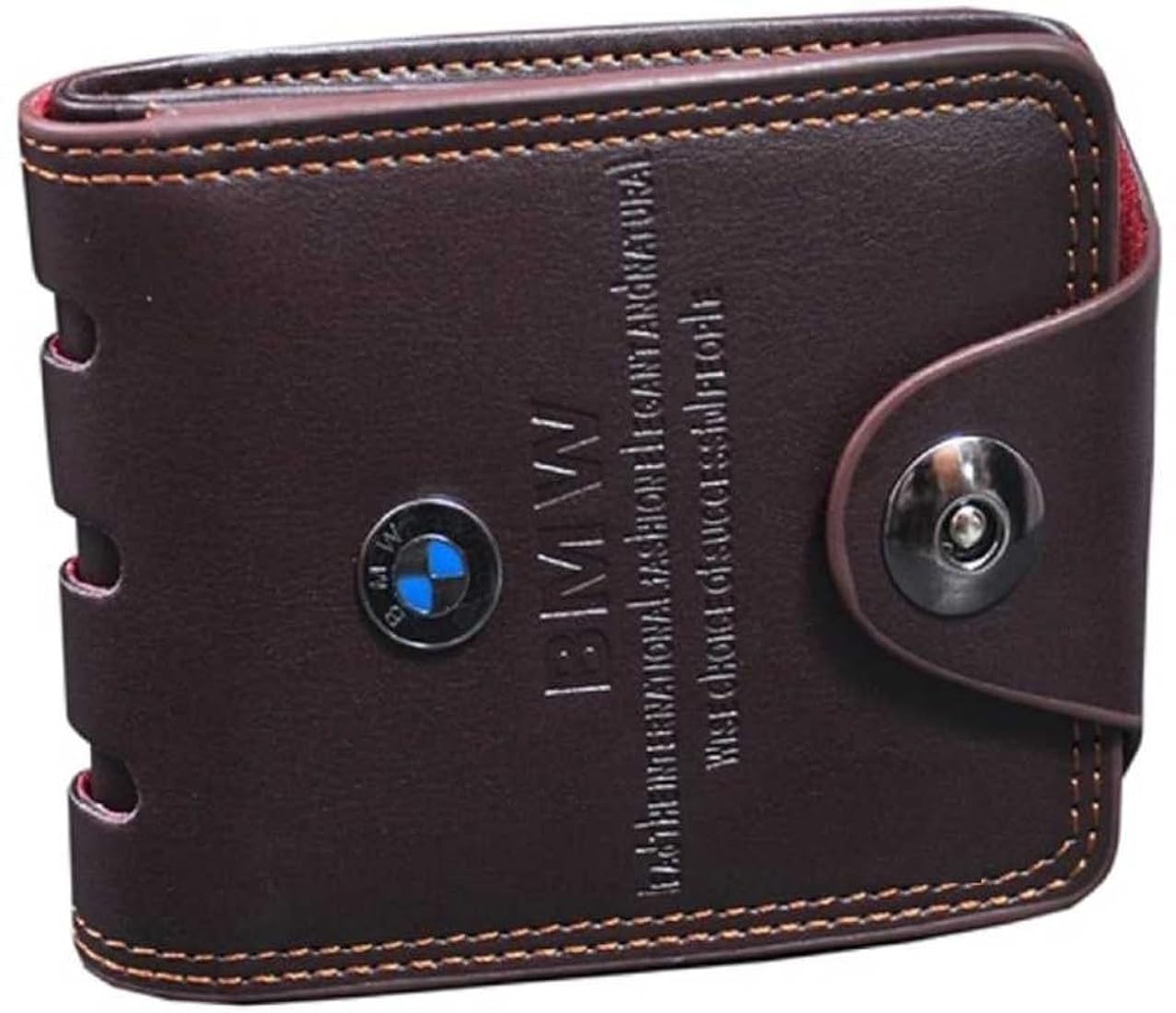BMW Edition Fancy Trendy Men's Wallet | Premium Faux Leather Bi-Fold Wallet | Stylish Button Lock Gents Purse
