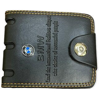 BMW Edition Fancy Trendy Men's Wallet | Premium Faux Leather Bi-Fold Wallet | Stylish Button Lock Gents Purse
