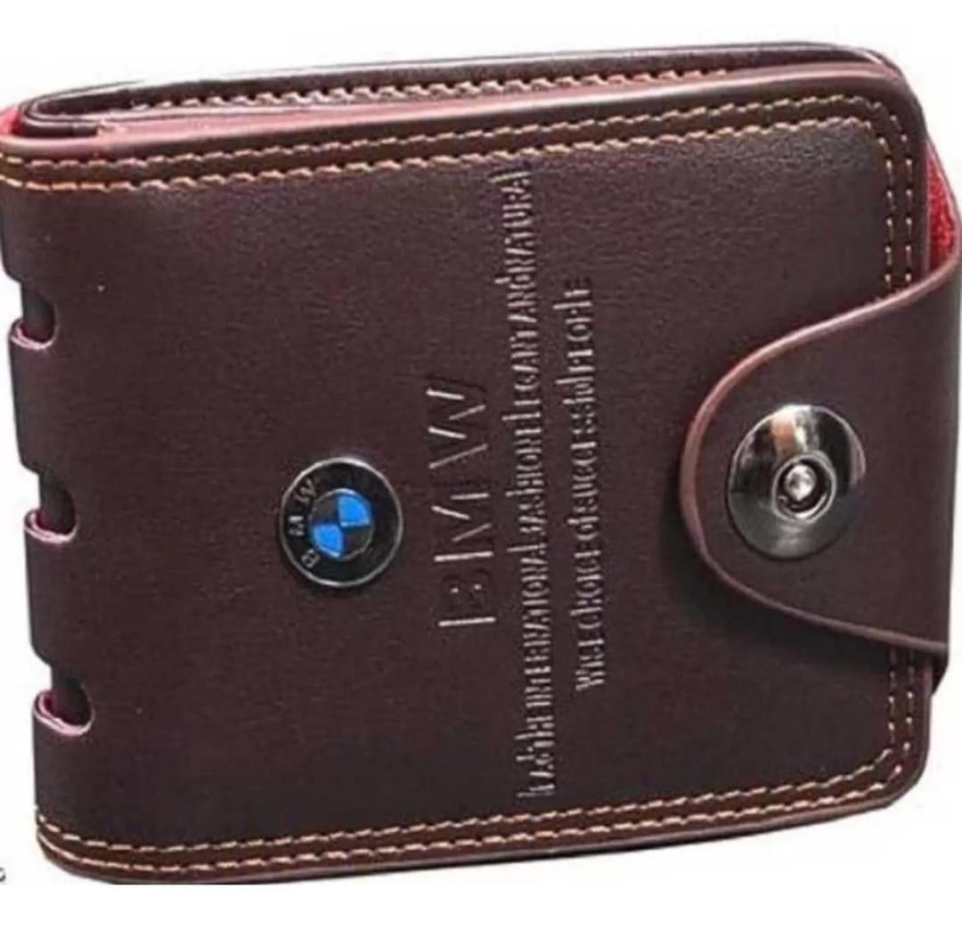 BMW Edition Fancy Trendy Men's Wallet | Premium Faux Leather Bi-Fold Wallet | Stylish Button Lock Gents Purse