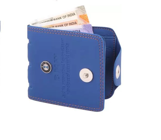 BMW Edition Fancy Trendy Men's Wallet | Premium Faux Leather Bi-Fold Wallet | Stylish Button Lock Gents Purse