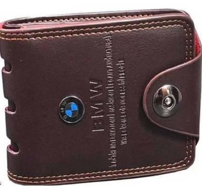 BMW Edition Fancy Trendy Men's Wallet | Premium Faux Leather Bi-Fold Wallet | Stylish Button Lock Gents Purse